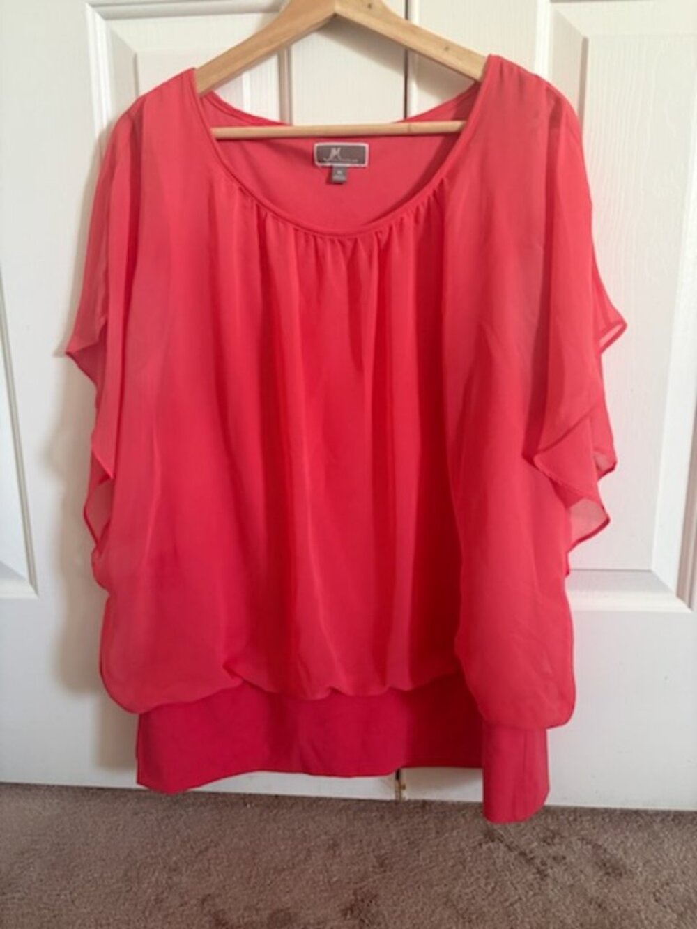 JM Collection, Salmon Orange, XL Blouse